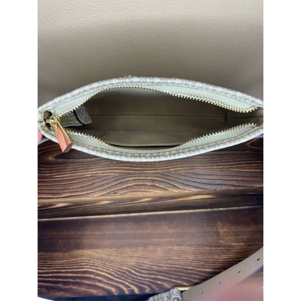 Michael Kors Pale Gold Metallic Signature Logo Belt Bag Fanny Pack